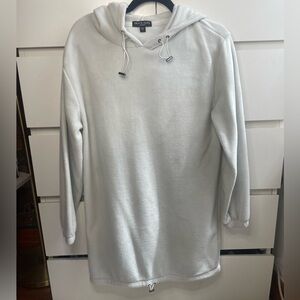 Fuzzy slouchy hooded drawstring dress